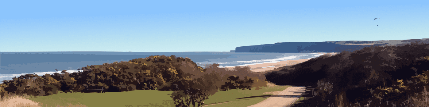 View of the beach at The Bay, Filey, Yorkshire